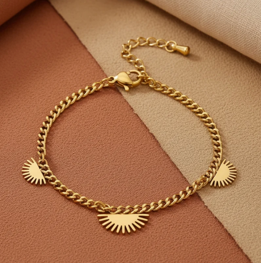 Gold Herringbone Chain Necklace on pure white background