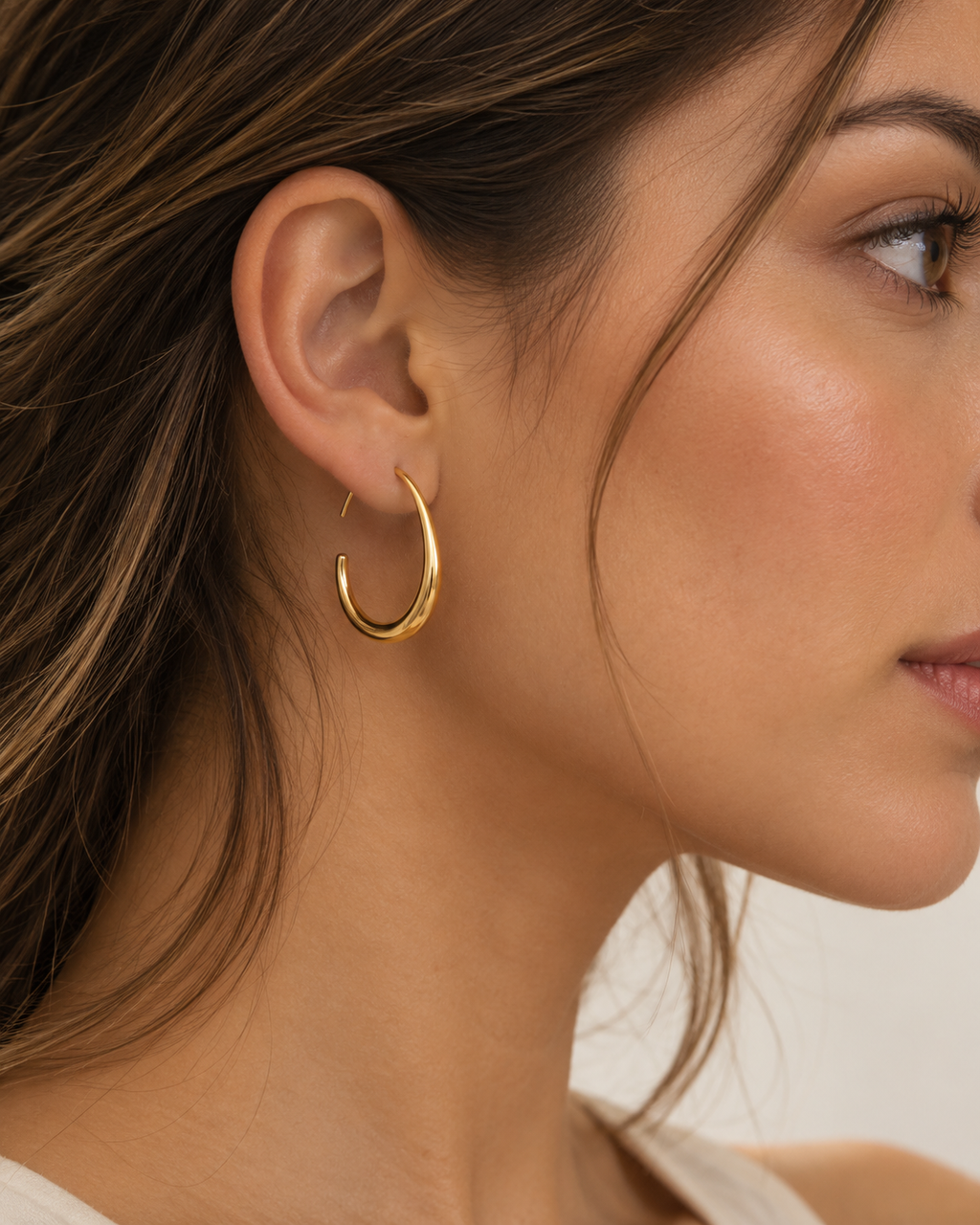 Gold Sculpted Hoop Earrings