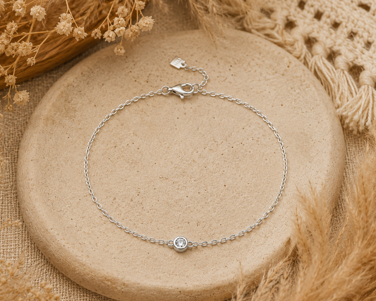 Crystal Solitaire Bracelet Silver