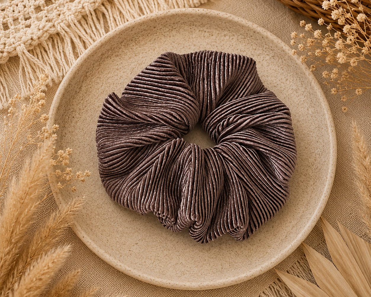 Large Velvet Scrunchie Coffee