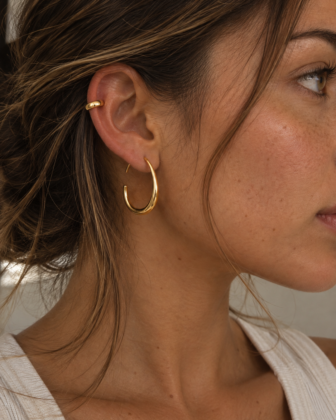 Gold Sculpted Hoop Earrings