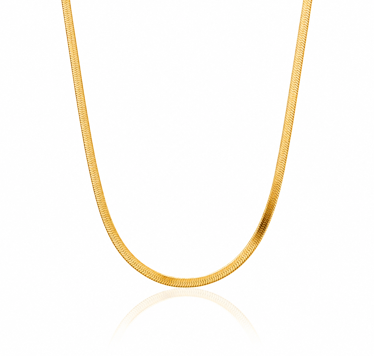 Gold Herringbone Chain Necklace
