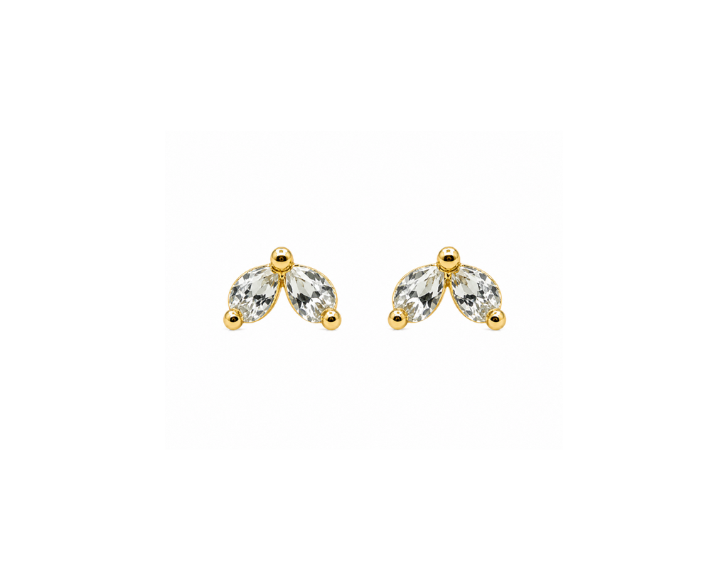 Gold Crystal Leaf Stud