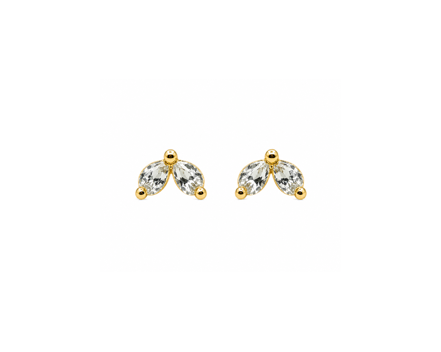 Gold Crystal Leaf Stud