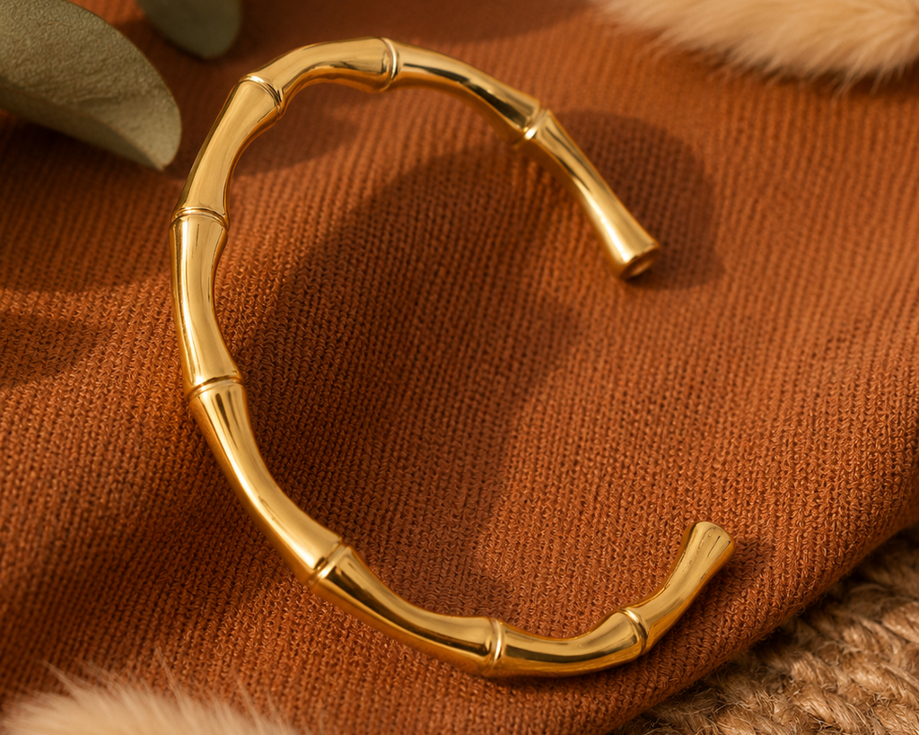 Aurora Bamboo Gold Cuff Bangle