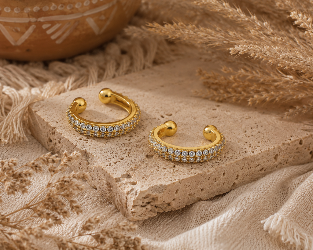 Gold Crystal Ear Cuffs
