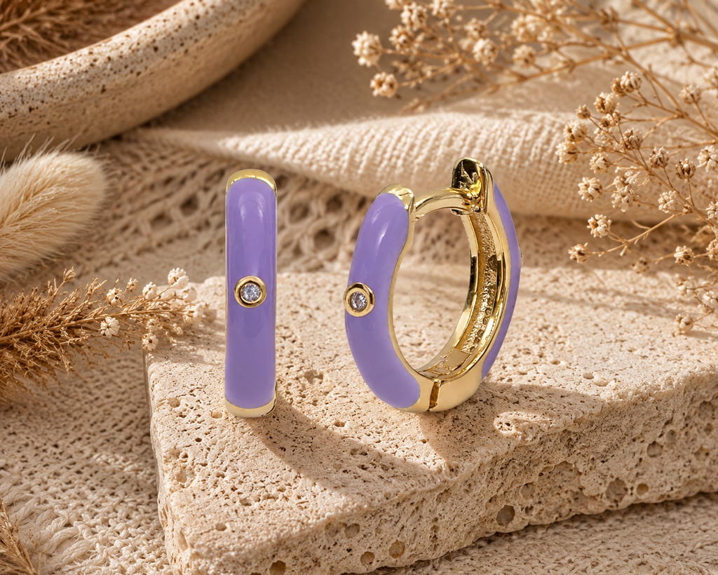 Glow Huggie Hoops Purple