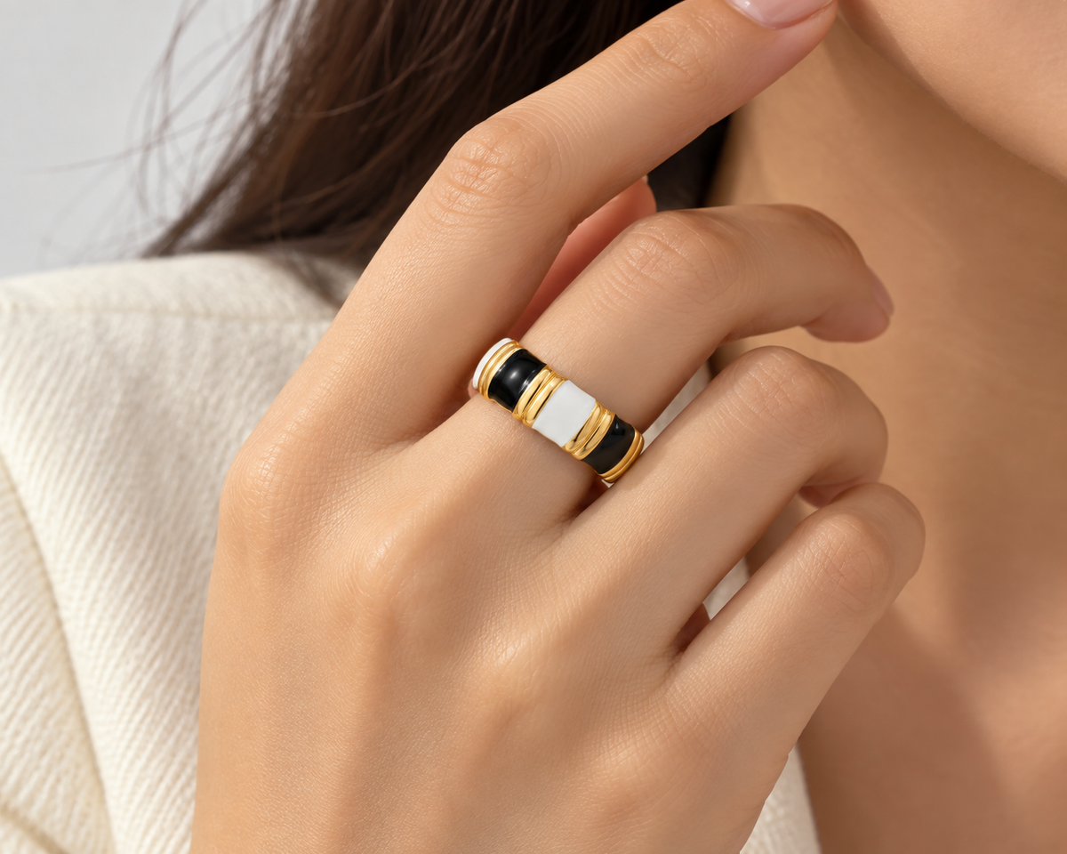 Capri Black Block Ring