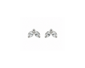 Silver Crystal Leaf Stud