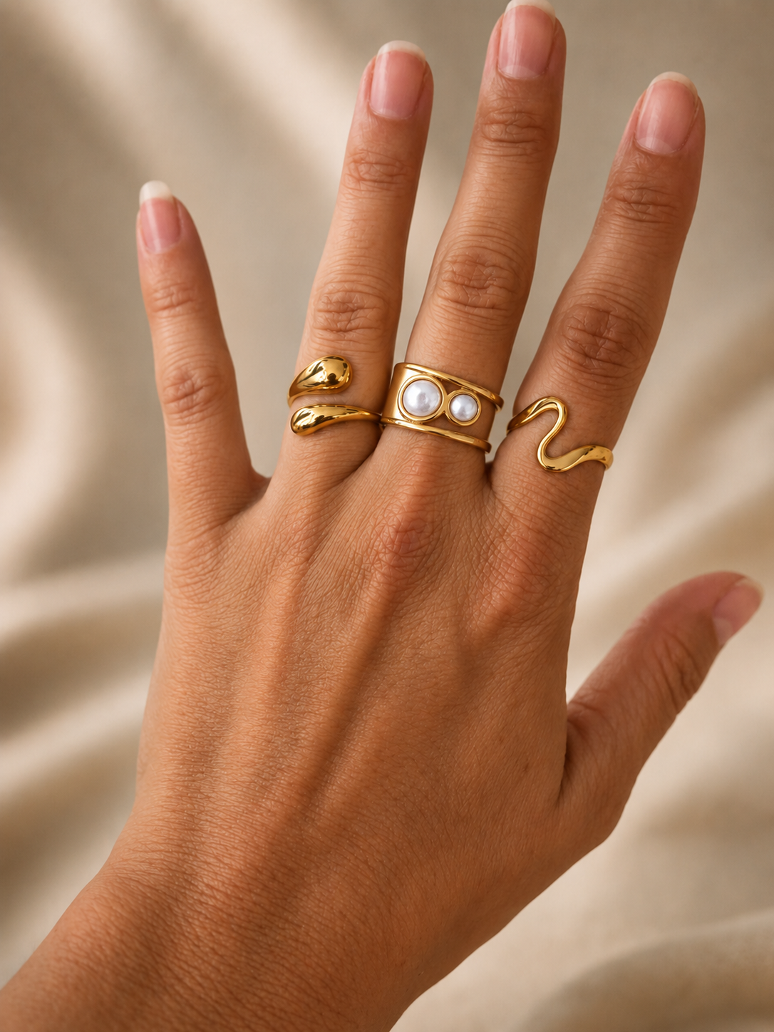 Sculptural White Pearl Ring