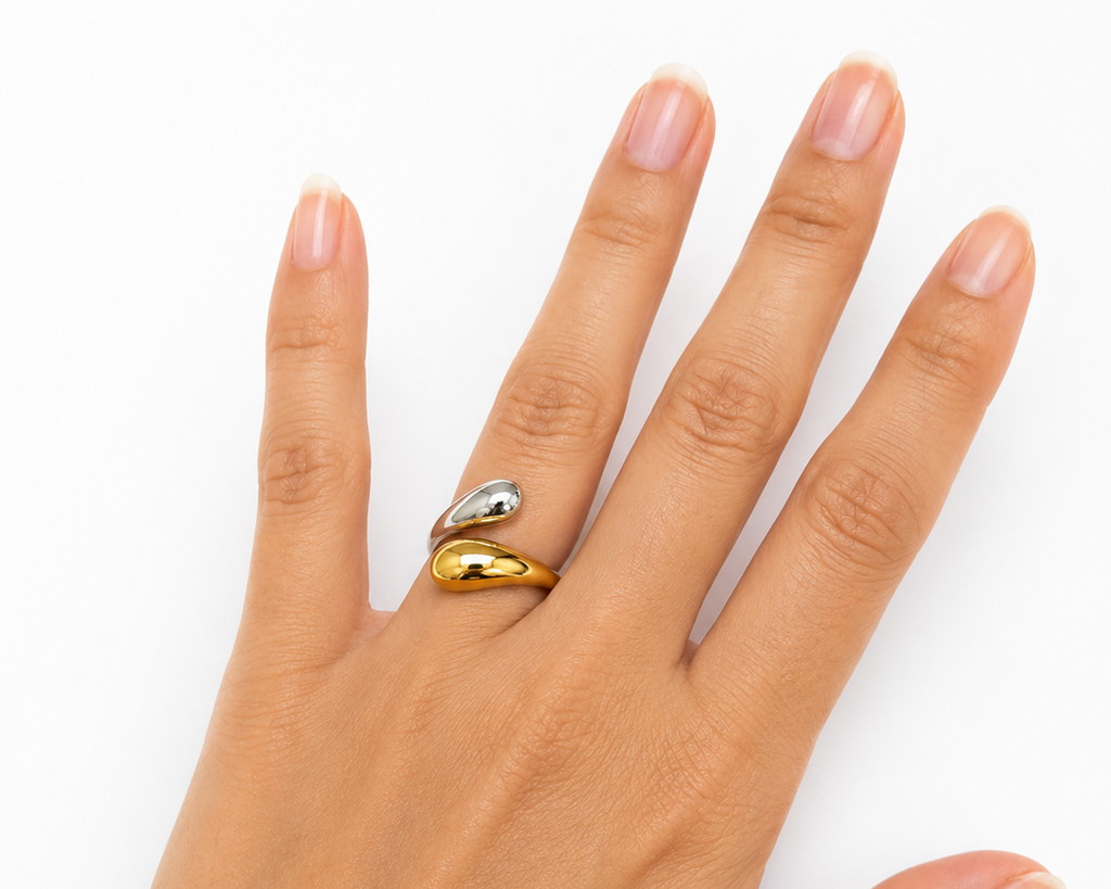 Two-Tone Geometric Open Ring