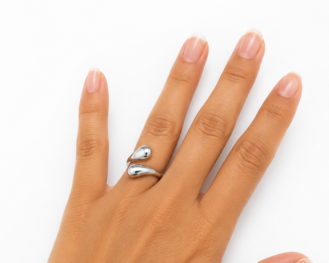 Silver Geometric Open Ring