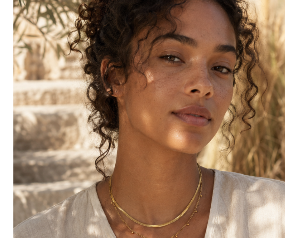 Gold Herringbone Chain Necklace