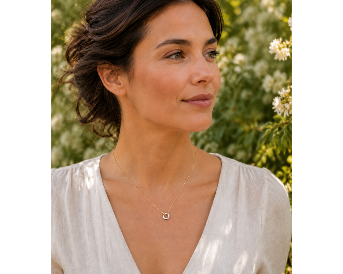 Silver Gold Circle Necklace