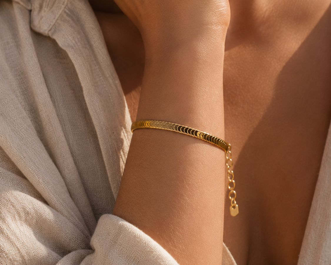 Luxe Herringbone Gold Bracelet