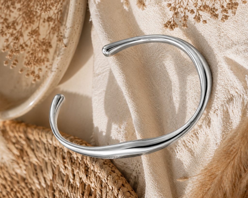 Luna Flow Silver Cuff Bangle