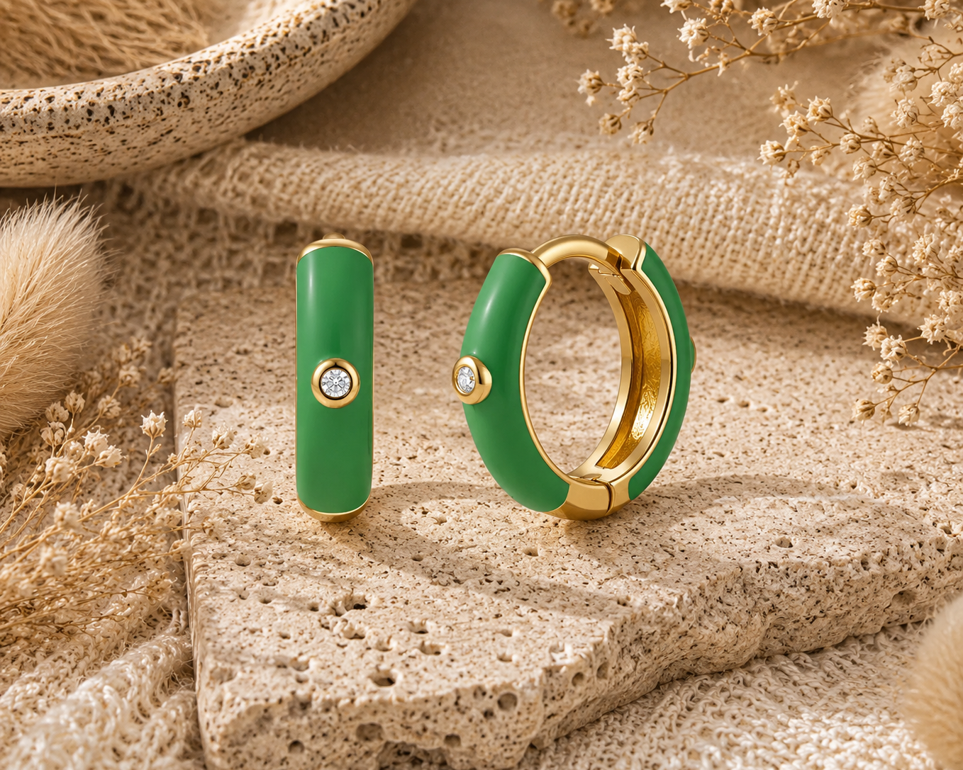 Glow Huggie Hoops Green