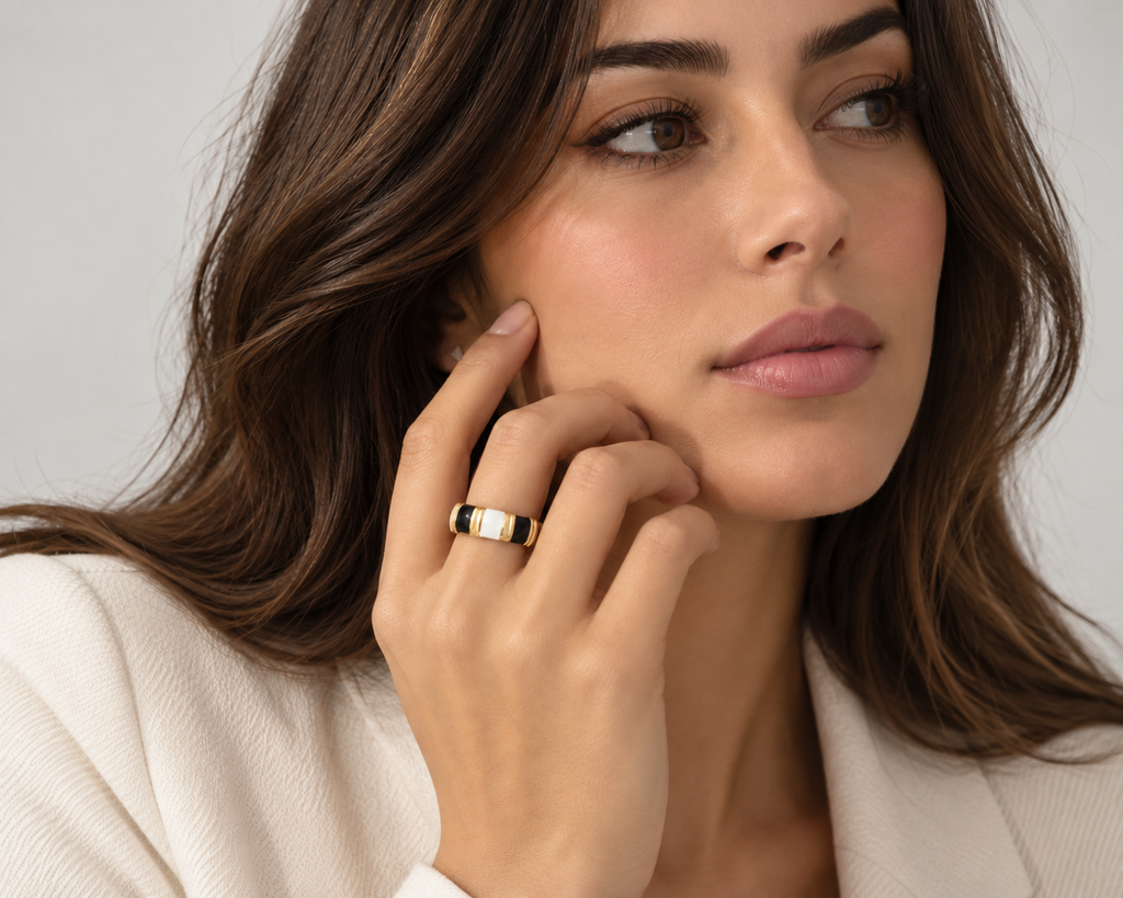 Capri Black Block Ring