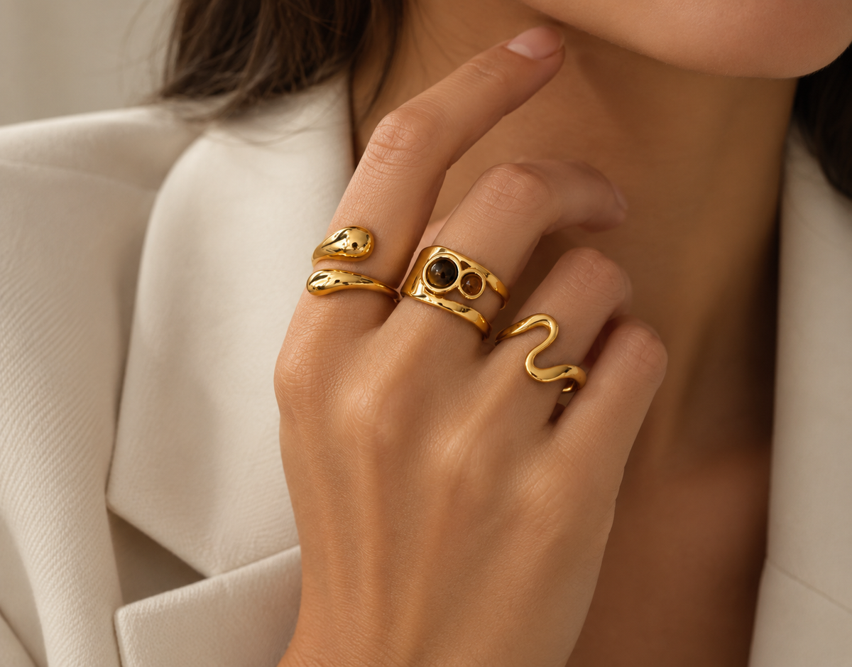 Gold Geometric Open Ring