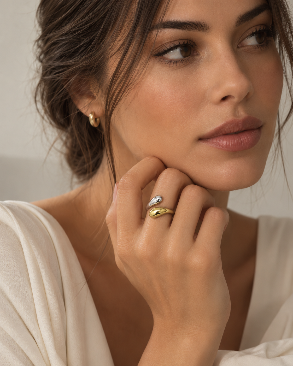 Two-Tone Geometric Open Ring