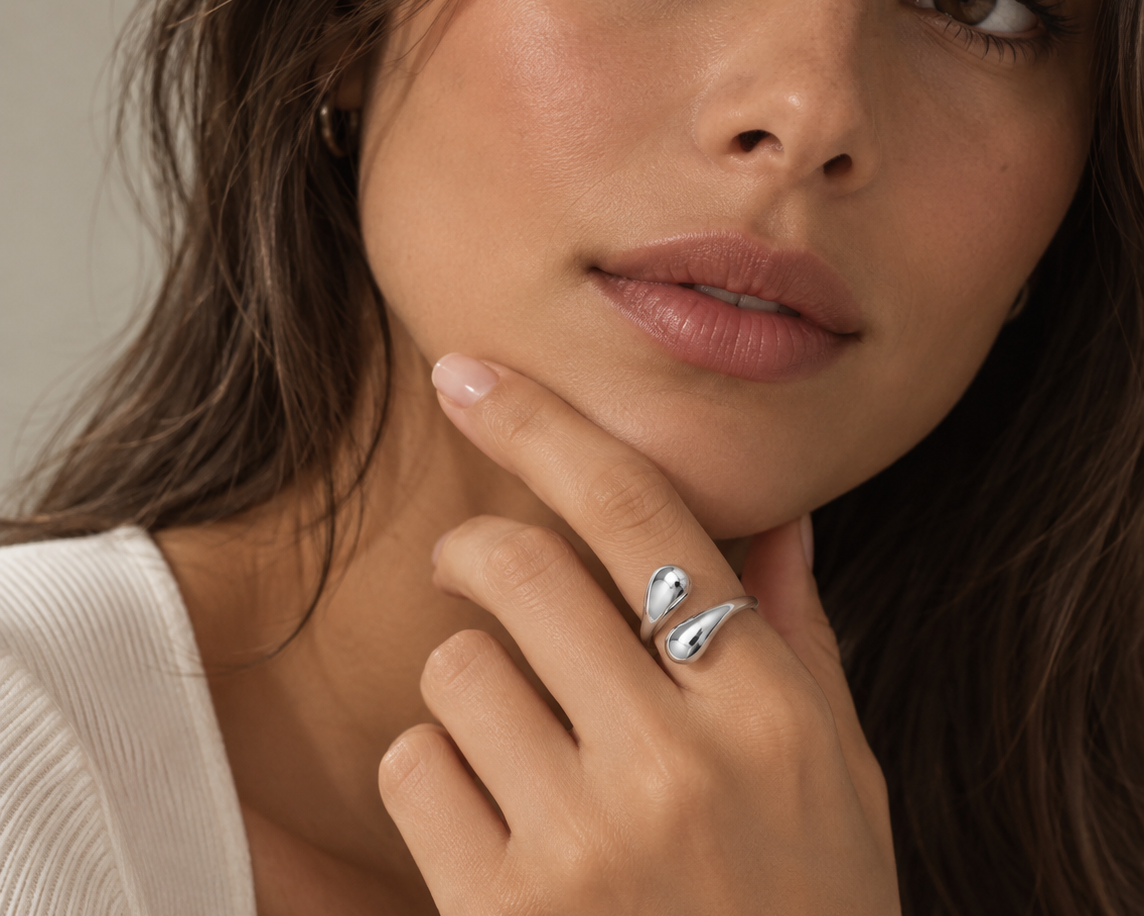 Silver Geometric Open Ring