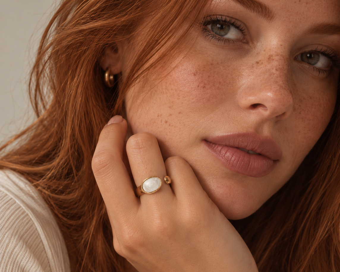 White Shell Spiral Ring