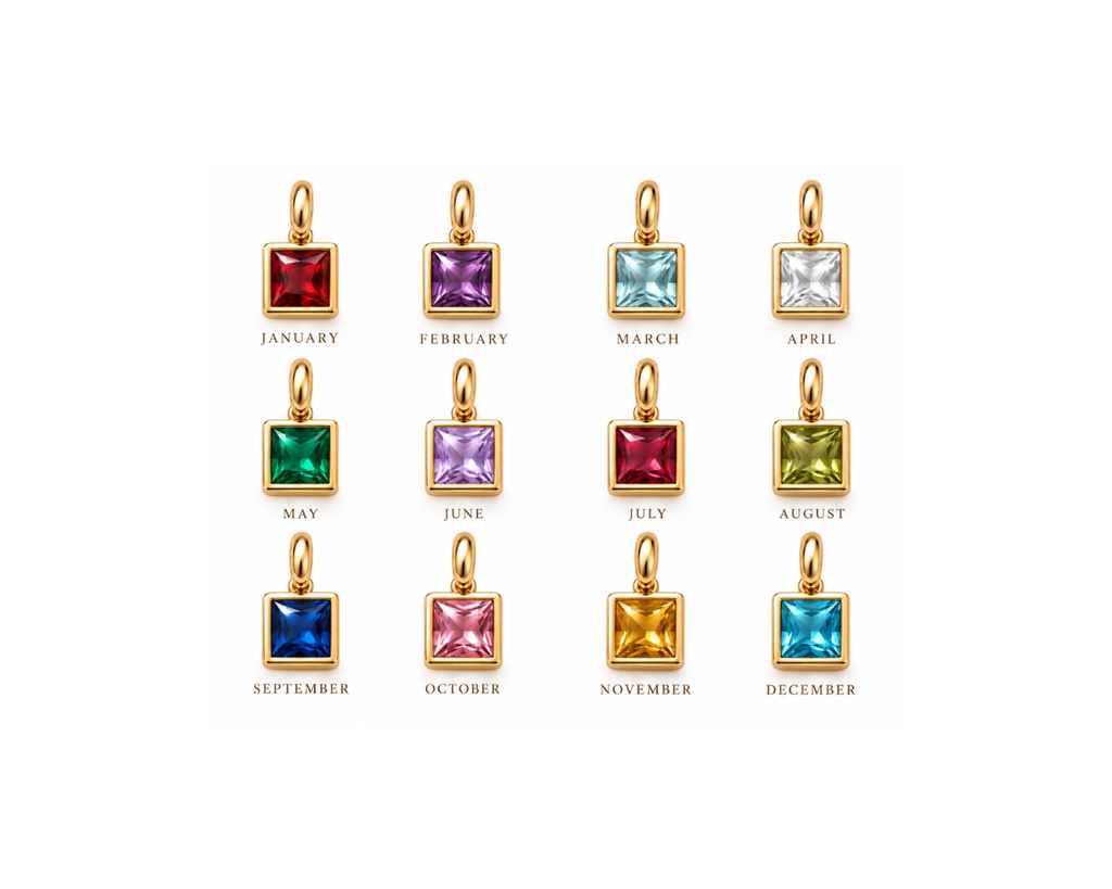 Golden Circle Clip Chain Birthstone Necklace