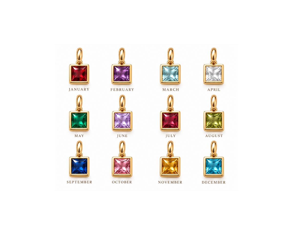 Golden Circle Clip Chain Birthstone Necklace