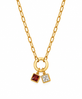 Golden Circle Clip Chain Birthstone Necklace