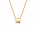 Golden Oval Paper Clip Chain Birthstone Necklace