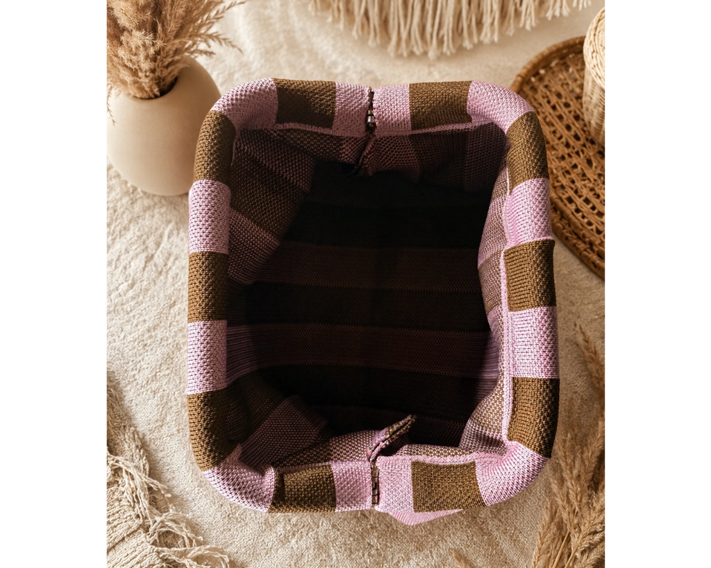 Striped Knit Cosmetic Bag – Purple