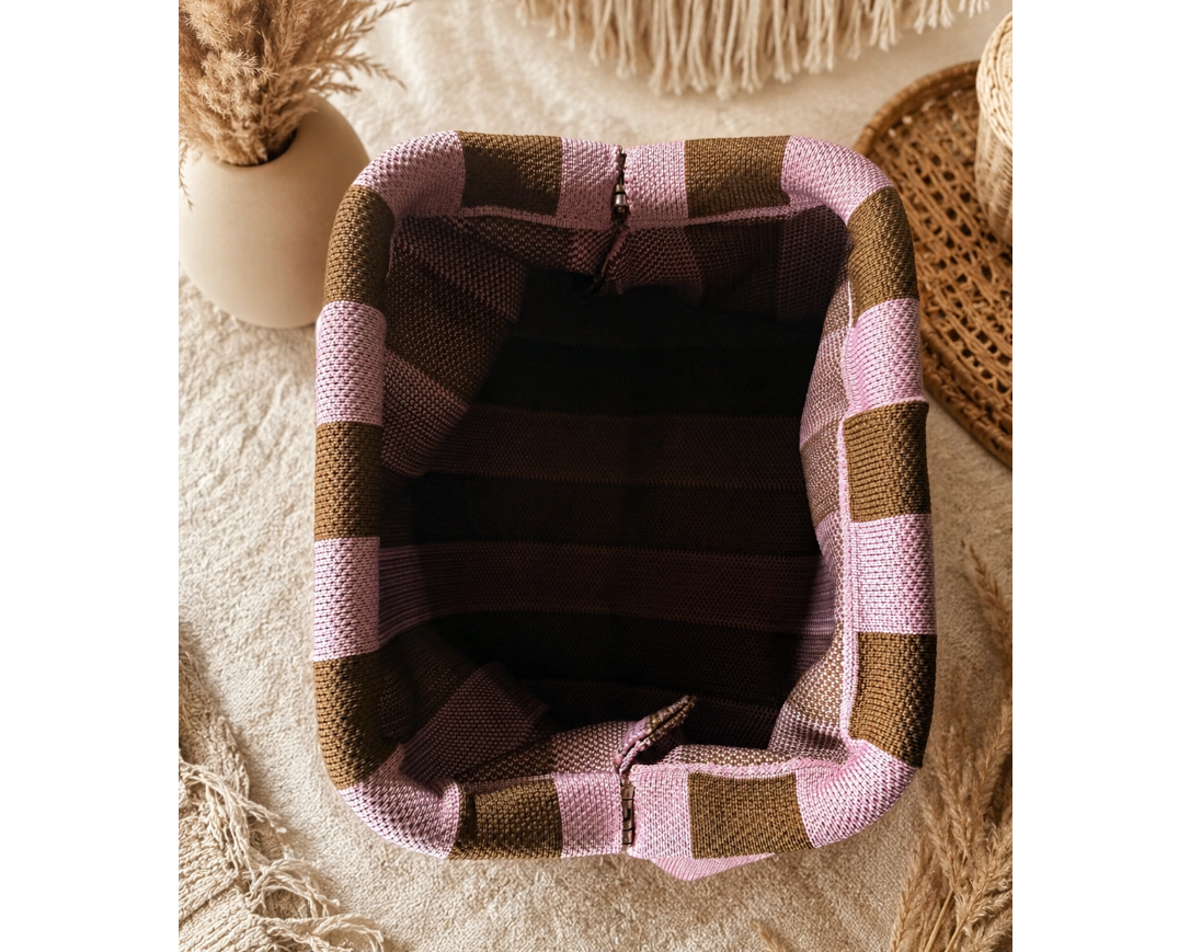 Striped Knit Cosmetic Bag – Purple