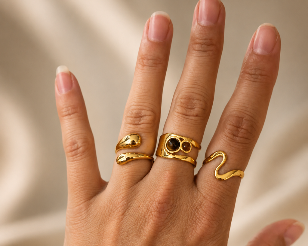 Gold Geometric Open Ring
