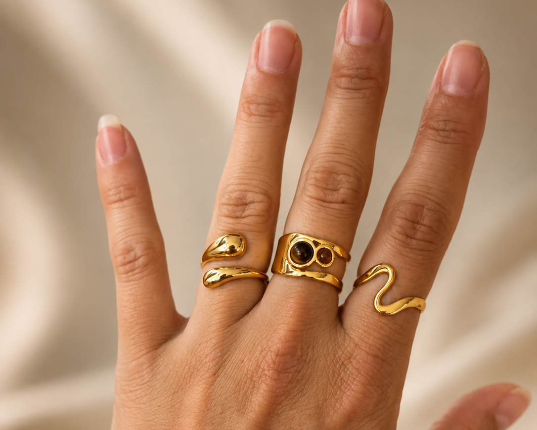 Gold Geometric Open Ring
