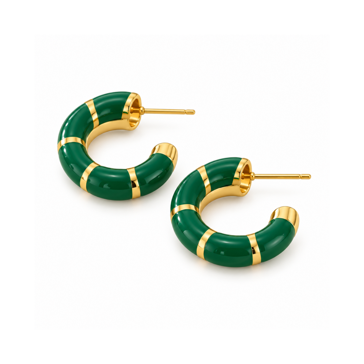 Mosaic Hoop Earrings Green