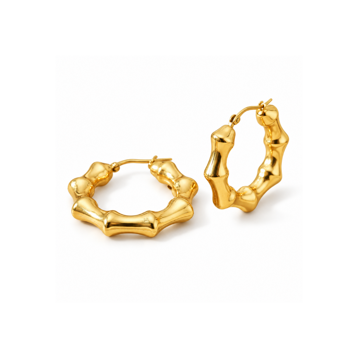 Bamboo Hoop Earrings Gold