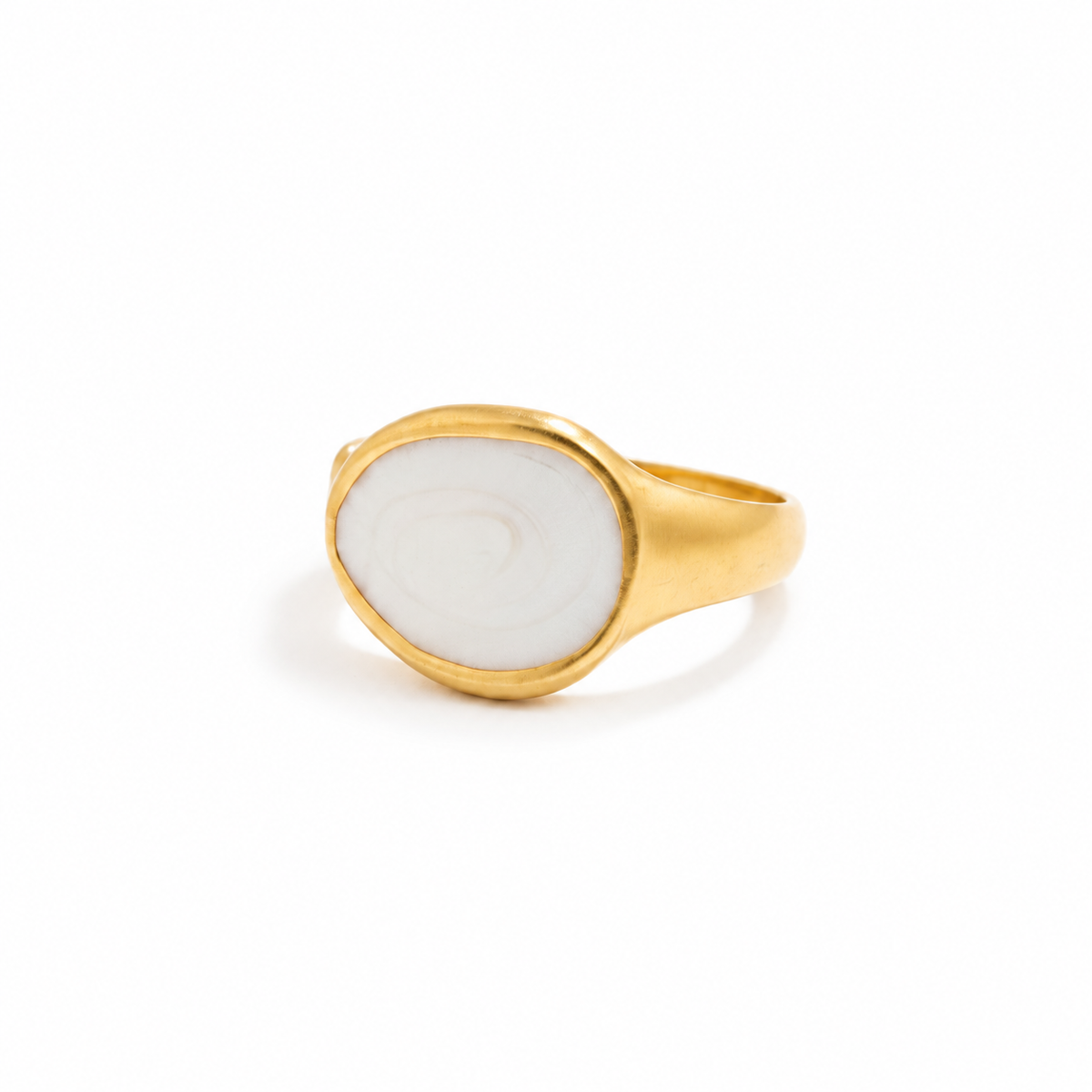 White Shell Spiral Ring