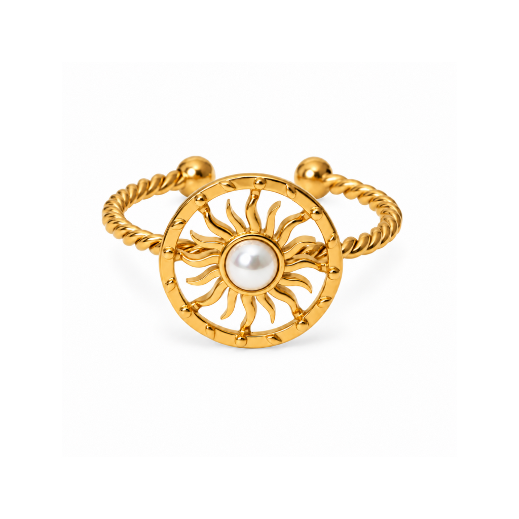 Gold White Sun Ring