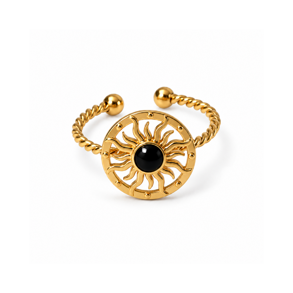 Gold Black Sun Ring