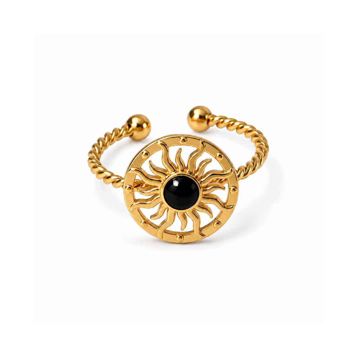 Gold Black Sun Ring