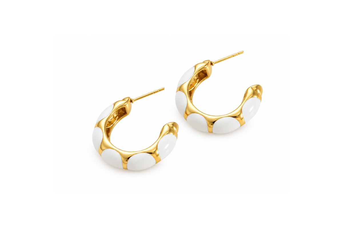 Mosaic Hoop Earrings White