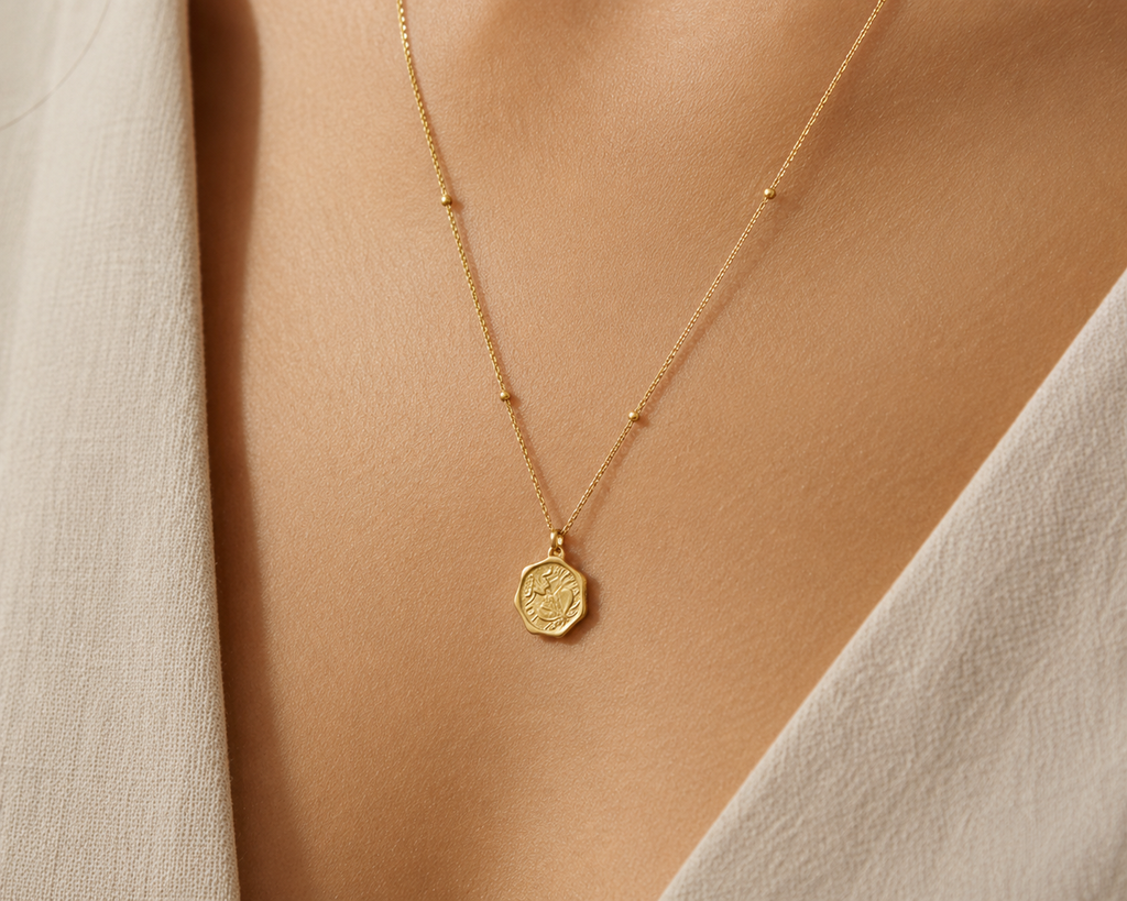 Vintage Bloom Coin Necklace