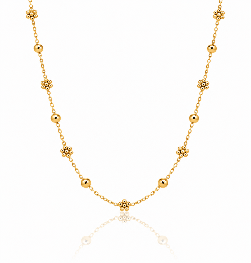 Gold Flower Bead Necklace