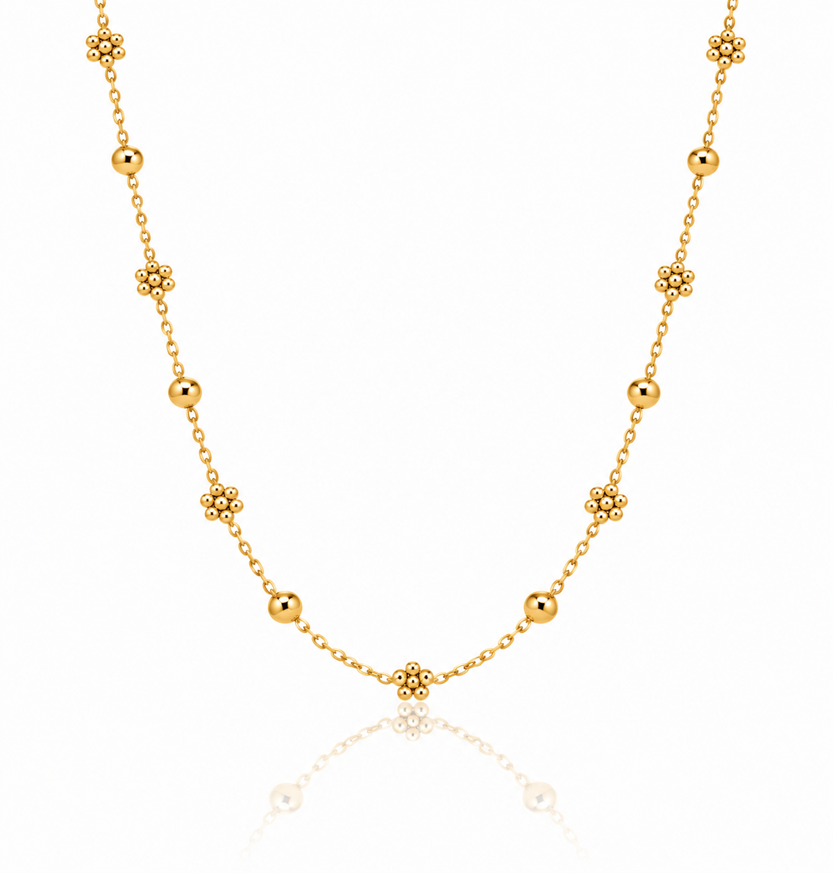 Gold Flower Bead Necklace