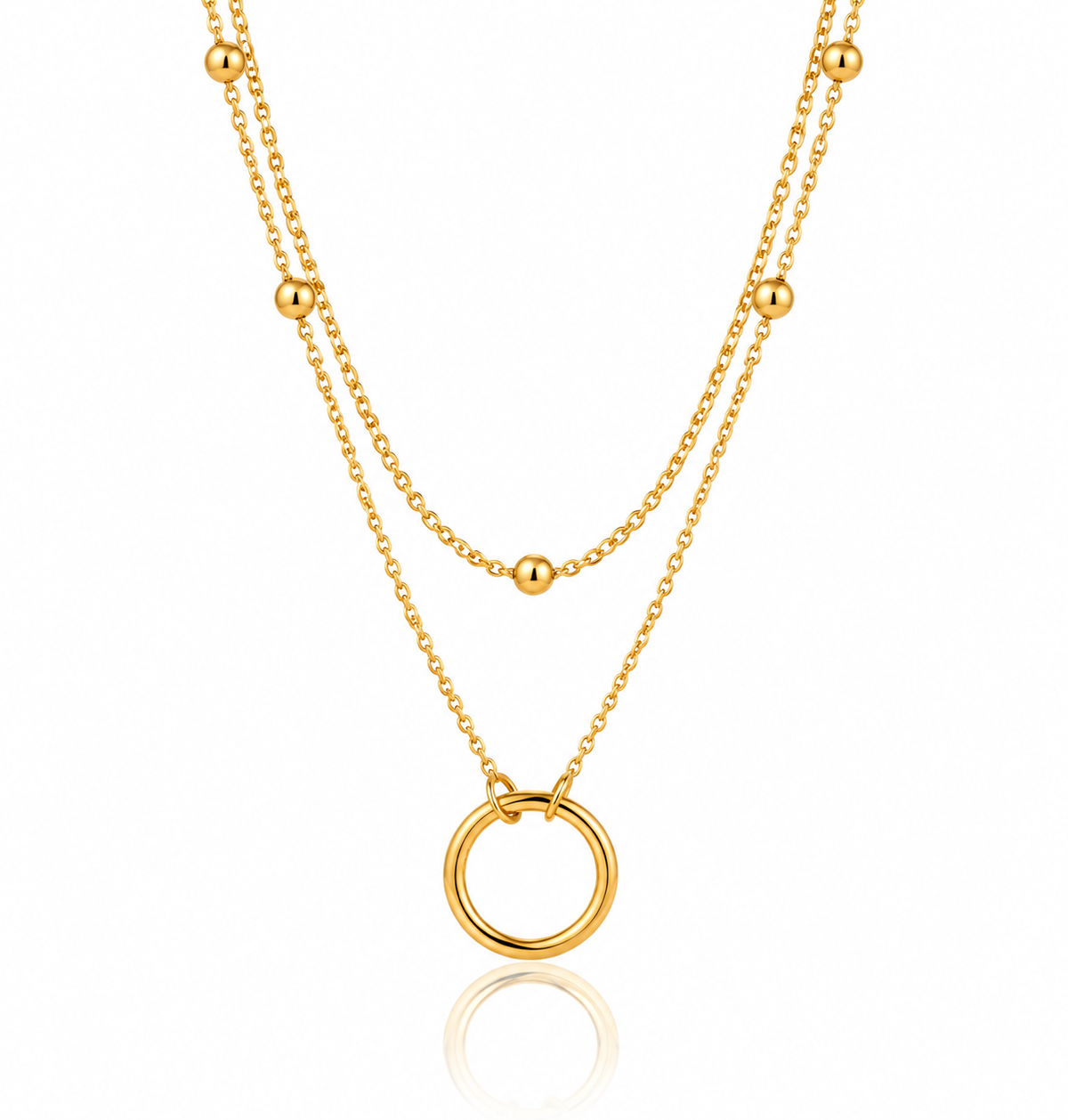 Gold Satellite Circle Necklace