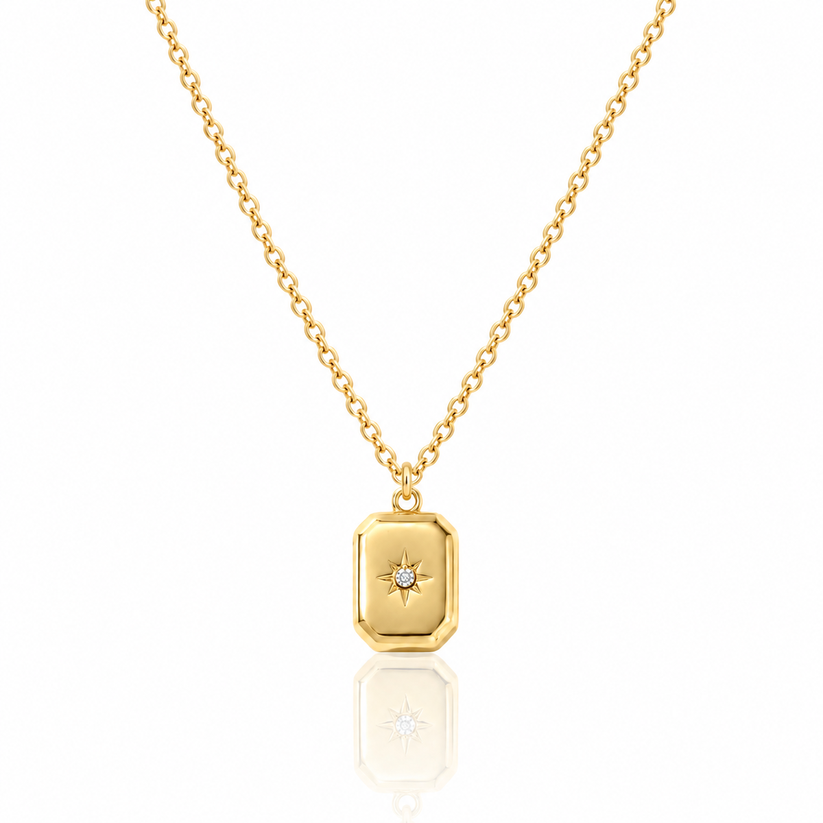 Gold Star Locket Necklace