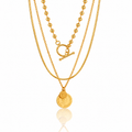 Gold Triple Coin Necklace