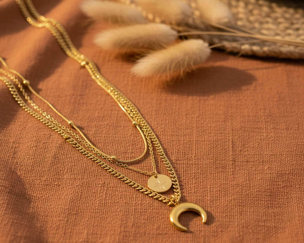 Gold Moon Coin Necklace