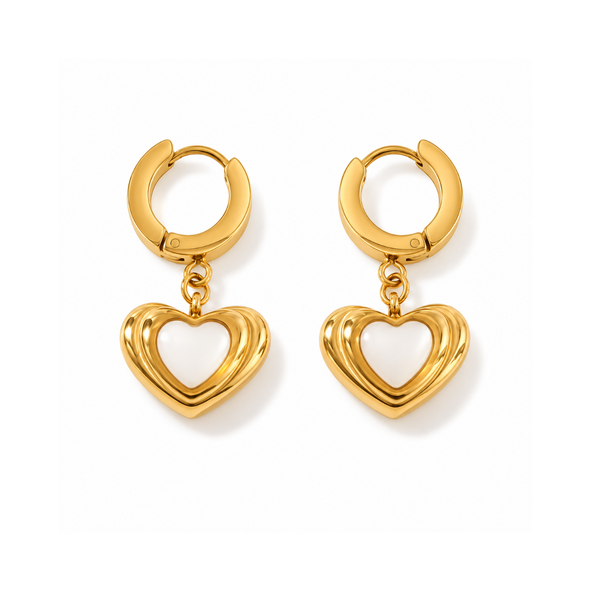 Gold Open Heart Drop Earrings