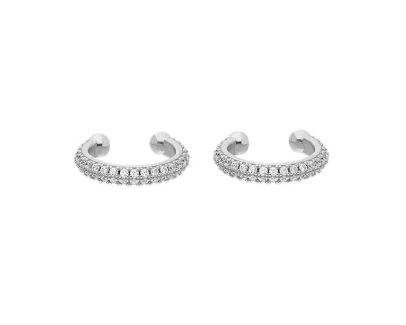 Silver Crystal Ear Cuffs